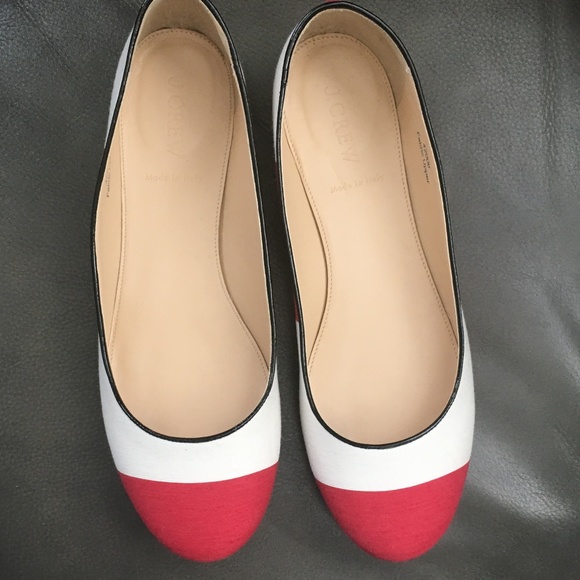 J. Crew Nora Red/White Stripe Ballet Flats - Picture 3 of 5